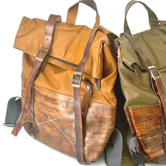 Root, New Orleans, Waterproof Backpack waxed canvas & painted leather. OS - Picture 1 of 11